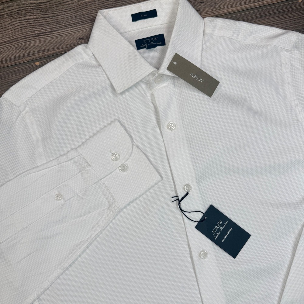 J.Crew Mens Size 16/34 Dress Shirt White Ludlow Premium Slim Fit AI873 NEW